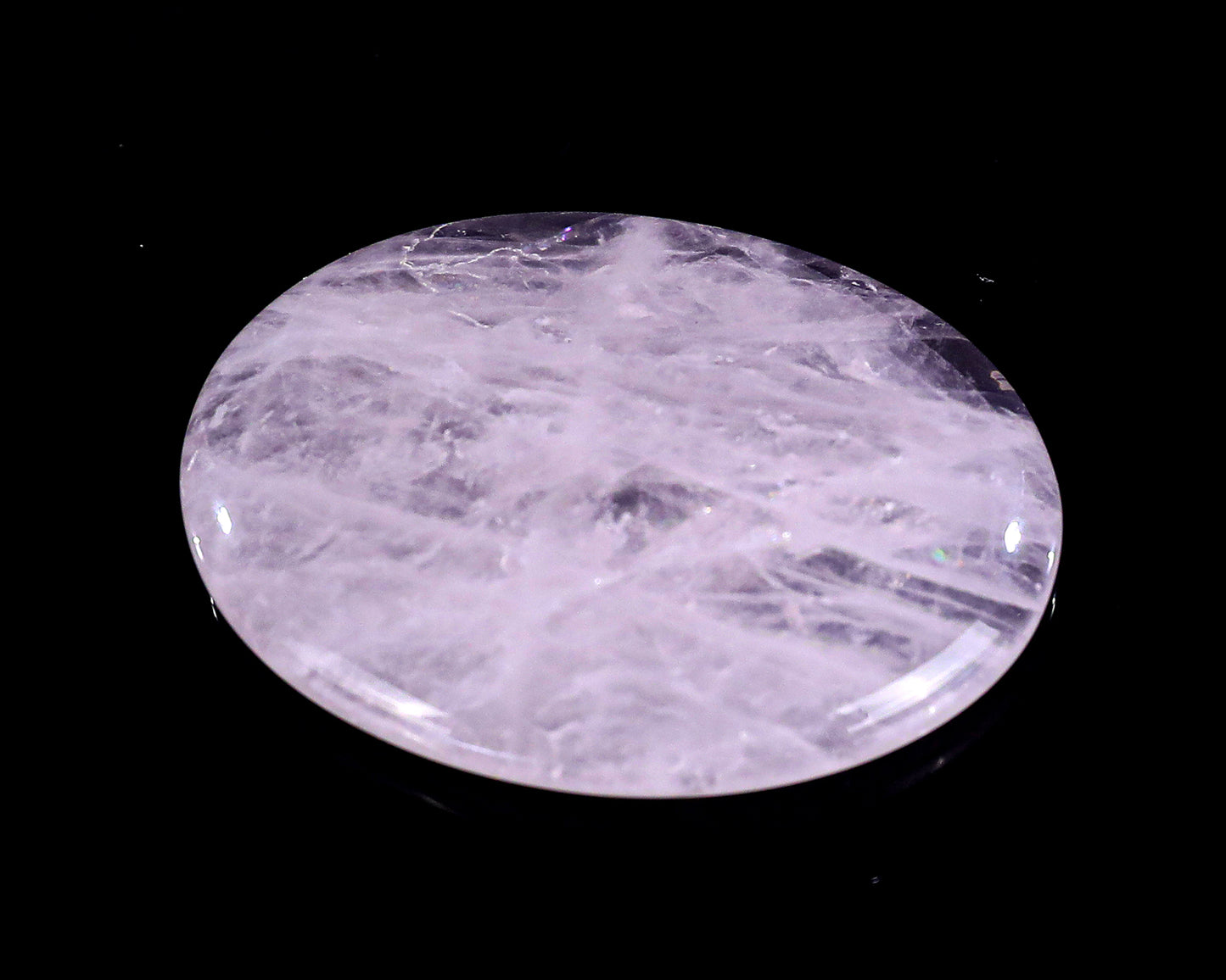 1.5" Rose Quartz Hand Carved Crystal Worry Stone,Massage Tool
