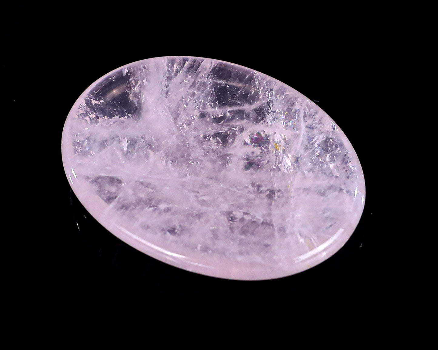 1.5" Rose Quartz Hand Carved Crystal Worry Stone,Massage Tool