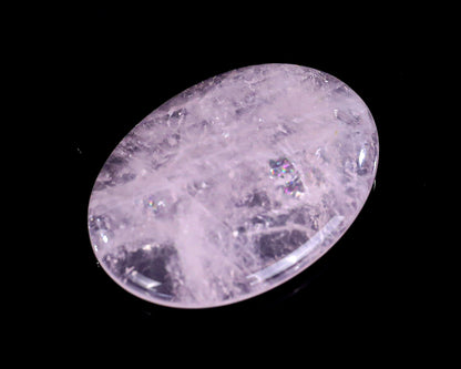 1.5" Rose Quartz Hand Carved Crystal Worry Stone,Massage Tool