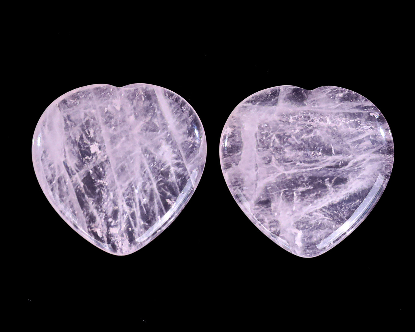 1.5" Rose Quartz Hand Carved Crystal Heart Shape Worry Stone,Massage Tool