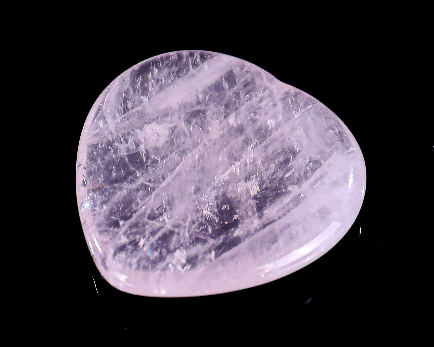 1.5" Rose Quartz Hand Carved Crystal Heart Shape Worry Stone,Massage Tool