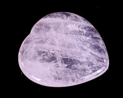 1.5" Rose Quartz Hand Carved Crystal Heart Shape Worry Stone,Massage Tool