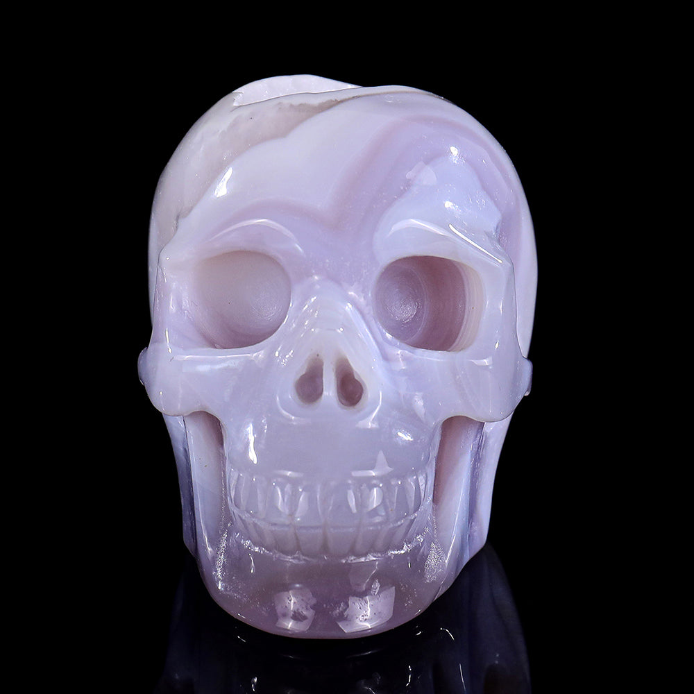 3.4" Geode Agate Human Skull Carving Sculpture piece 3100296 view 3