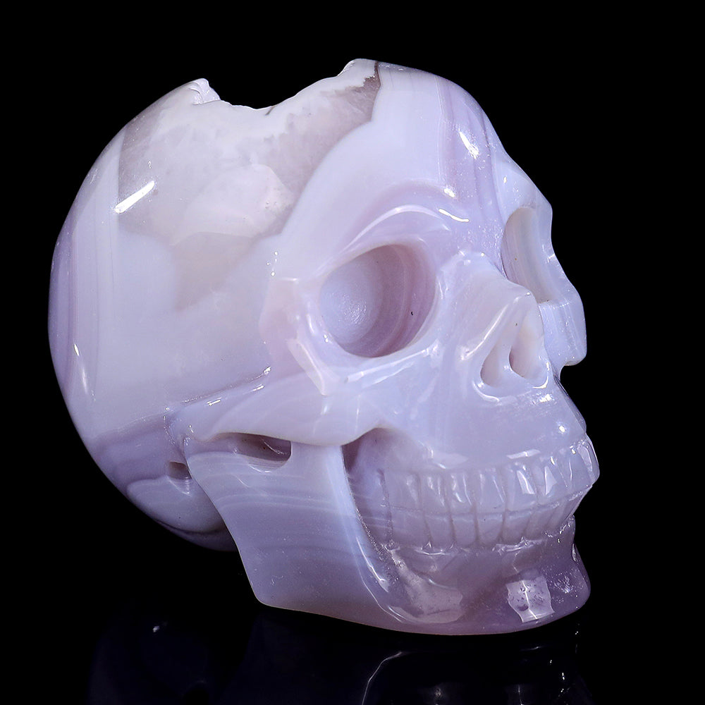 3.4" Geode Agate Human Skull Carving Sculpture piece 3100296 view 4