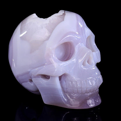 3.4" Geode Agate Human Skull Carving Sculpture piece 3100296 view 4