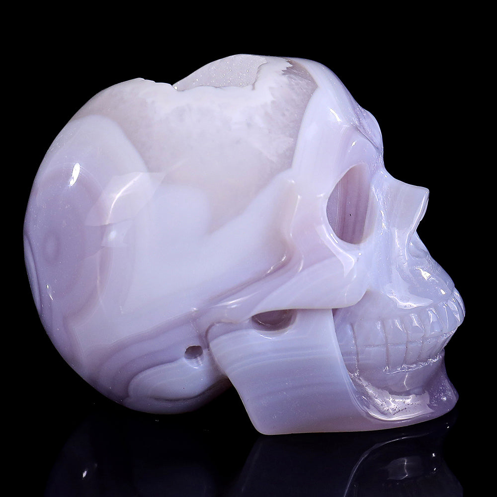 3.4" Geode Agate Human Skull Carving Sculpture piece 3100296 view 5
