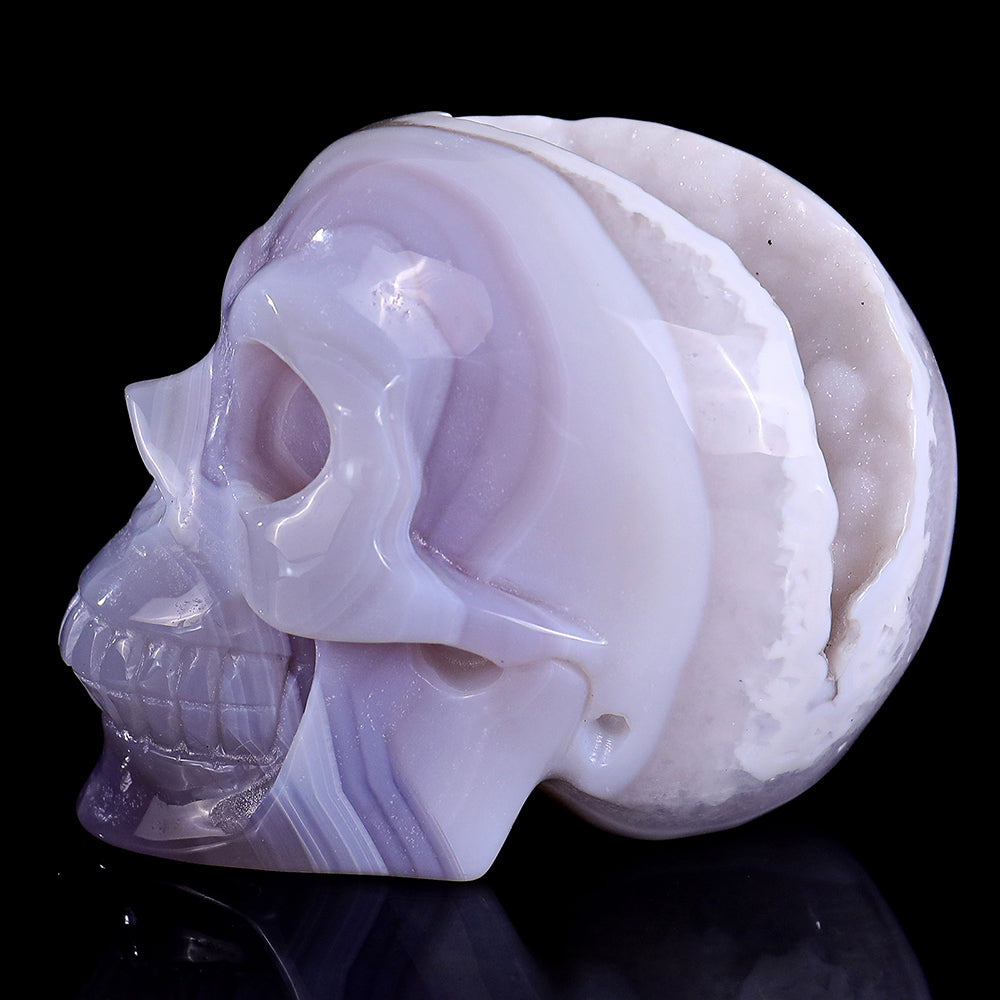 3.4" Geode Agate Human Skull Carving Sculpture piece 3100296 view 8