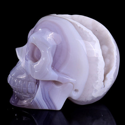 3.4" Geode Agate Human Skull Carving Sculpture piece 3100296 view 8