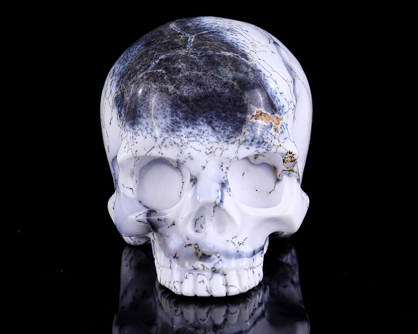 3.6" White Opal Hand Carved Crystal Realistic Skull Sculpture