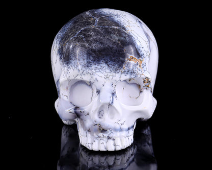 3.6" White Opal Hand Carved Crystal Realistic Skull Sculpture