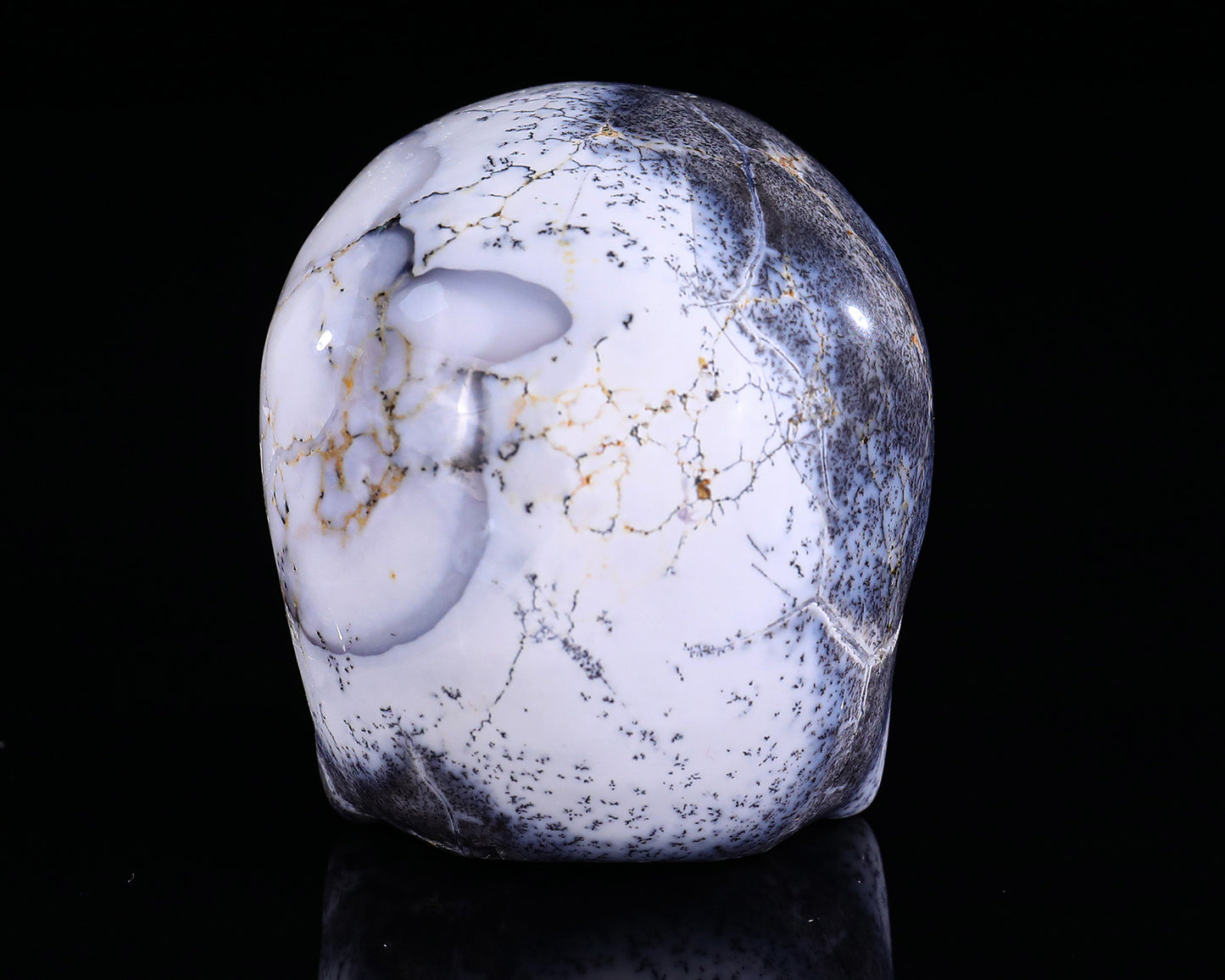 3.6" White Opal Hand Carved Crystal Realistic Skull Sculpture