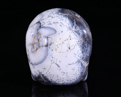 3.6" White Opal Hand Carved Crystal Realistic Skull Sculpture