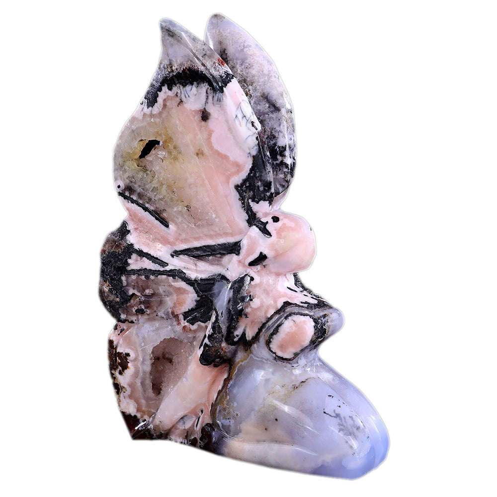 5.2" Blue Chalcedony Flower Fairy Carving Sculpture piece 3100310 hand carved natural gemstone sculpture by Nicedony