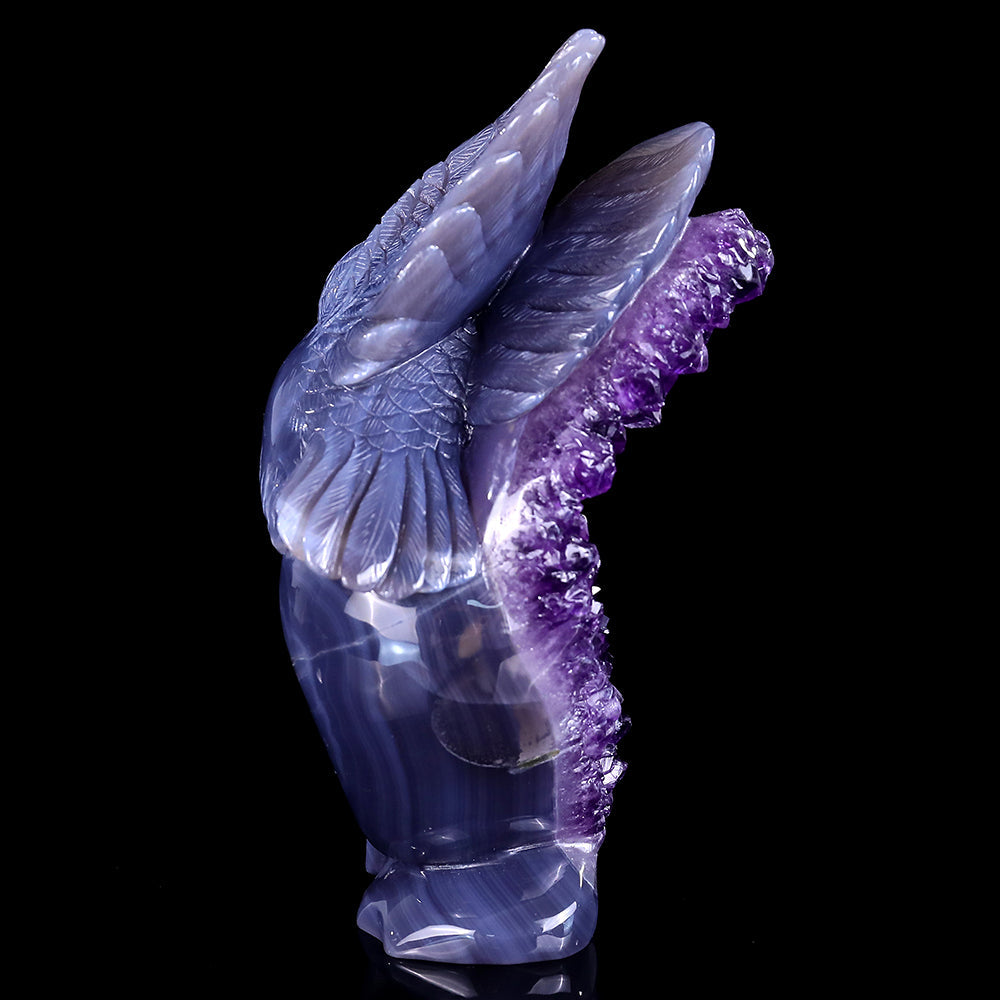 3.7" Amethyst Cluster Skull with Owl Carving Sculpture piece 3100312 view 5