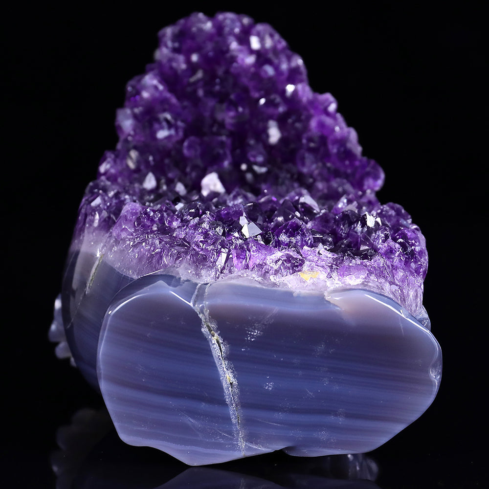 3.7" Amethyst Cluster Skull with Owl Carving Sculpture piece 3100312 view 6