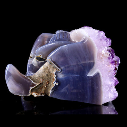 4.3" Amethyst Cluster Flame Skull Carving Sculpture piece 3100313 view 8