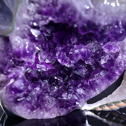 6.3" Amethyst Cluster Ram Horn Skull Carving Sculpture piece 3100314 view 5
