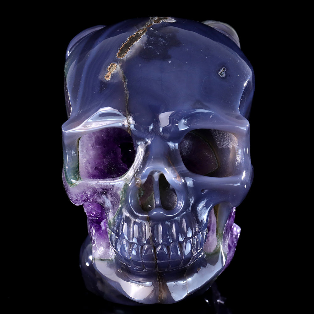 6.3" Amethyst Cluster Ram Horn Skull Carving Sculpture piece 3100314 view 6
