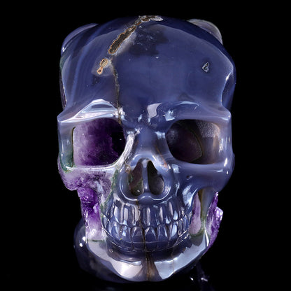 6.3" Amethyst Cluster Ram Horn Skull Carving Sculpture piece 3100314 view 6