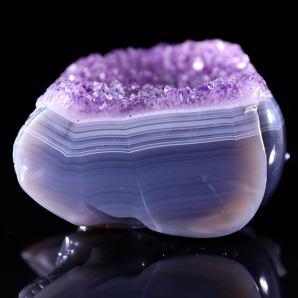 4.8" Amethyst Cluster Skull with Eagle Head Carving Sculpture piece 3100315 view 7