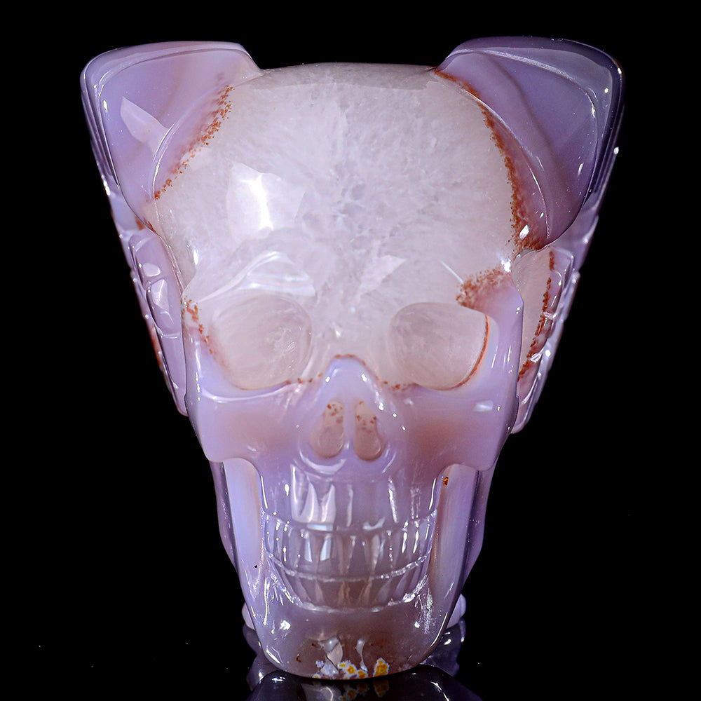 3.4" Geode Agate Ram Horn Skull Carving Sculpture piece 3100316 view 4