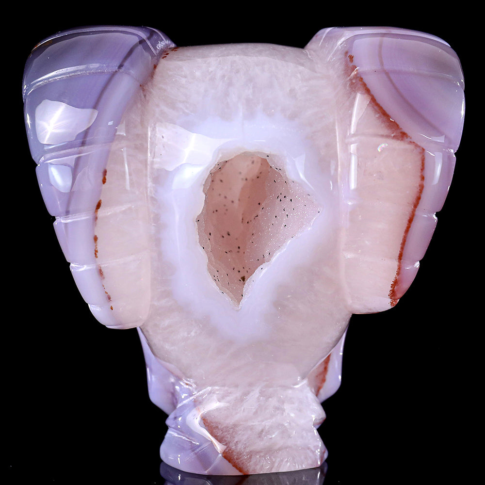 3.4" Geode Agate Ram Horn Skull Carving Sculpture piece 3100316 view 6
