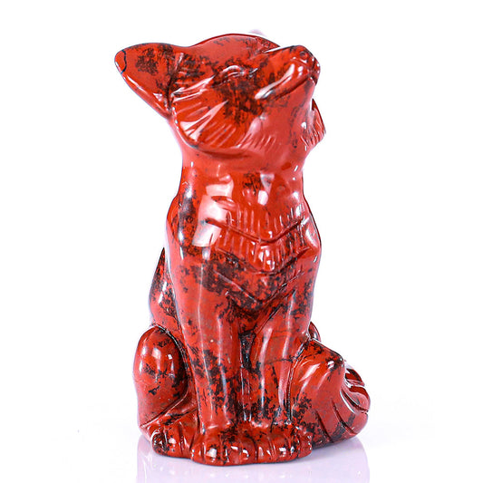 1.4" Red Jasper Fox Carving Sculpture piece 3100325 hand carved natural gemstone sculpture by Nicedony
