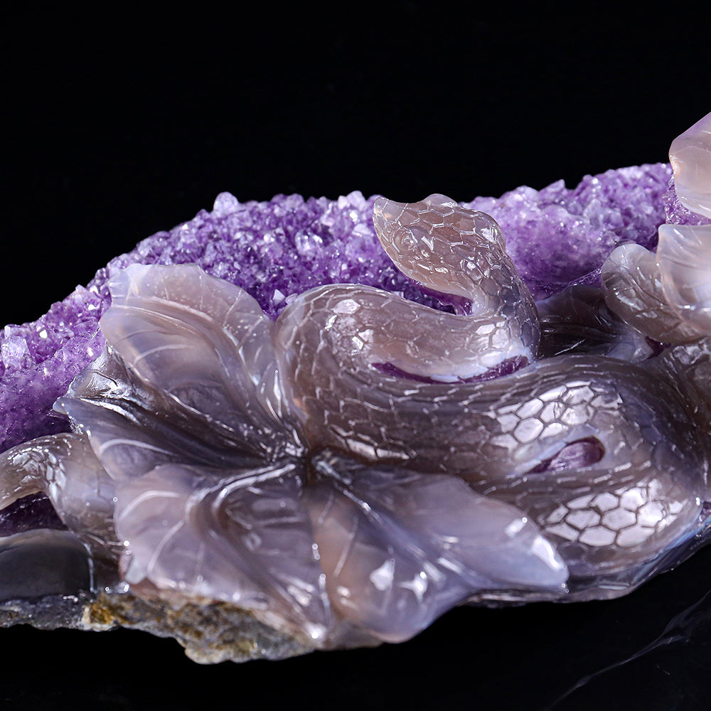 10.3" Amethyst Cluster Snake Carving Sculpture piece 3100326 view 4