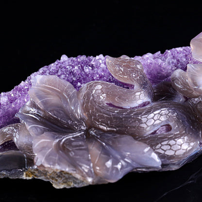 10.3" Amethyst Cluster Snake Carving Sculpture piece 3100326 view 4