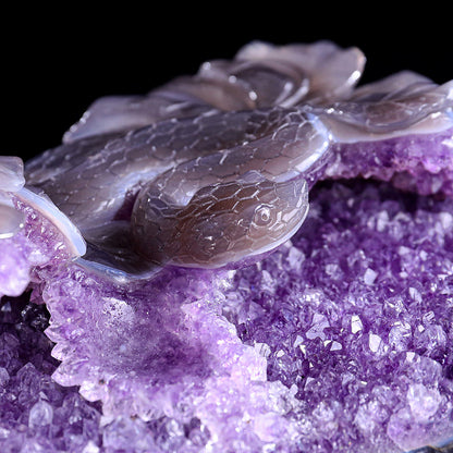 10.3" Amethyst Cluster Snake Carving Sculpture piece 3100326 view 5