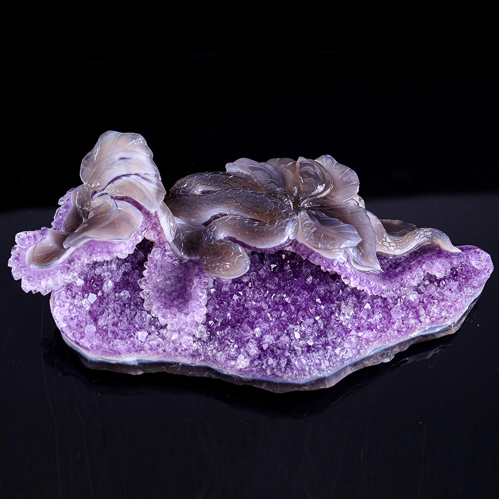 10.3" Amethyst Cluster Snake Carving Sculpture piece 3100326 view 6