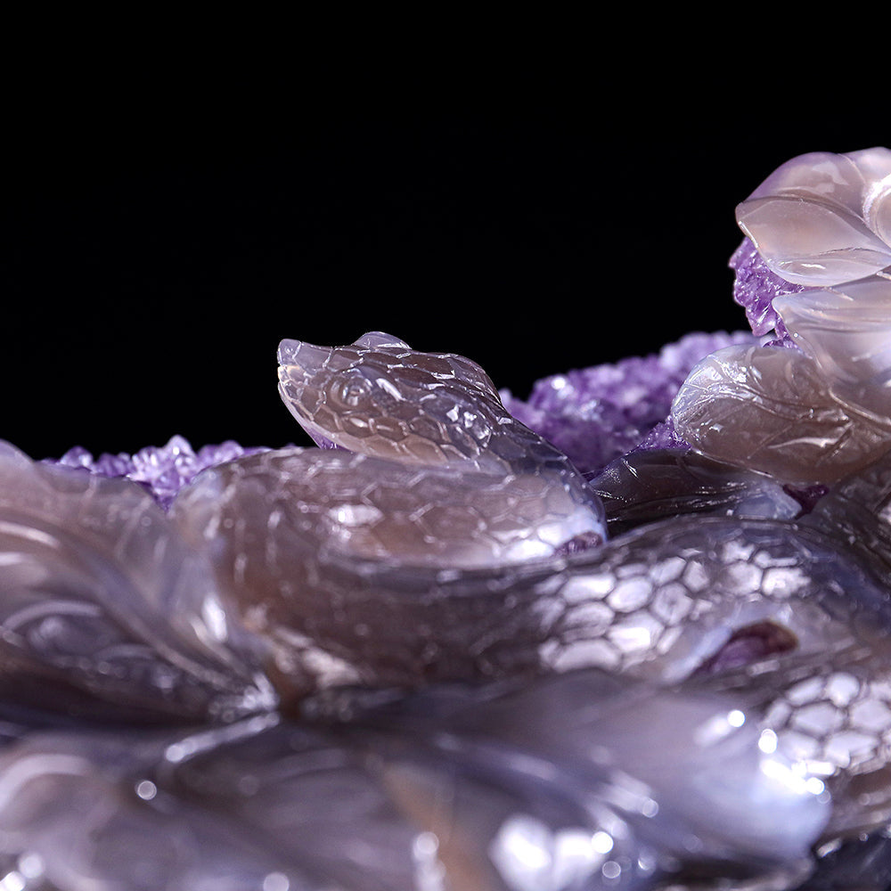 10.3" Amethyst Cluster Snake Carving Sculpture piece 3100326 view 8