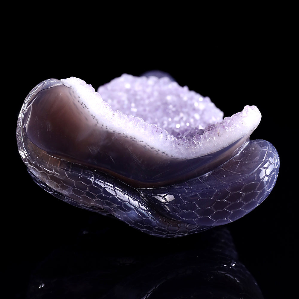 4.1" Amethyst Cluster Snake Carving Sculpture piece 3100327 view 8