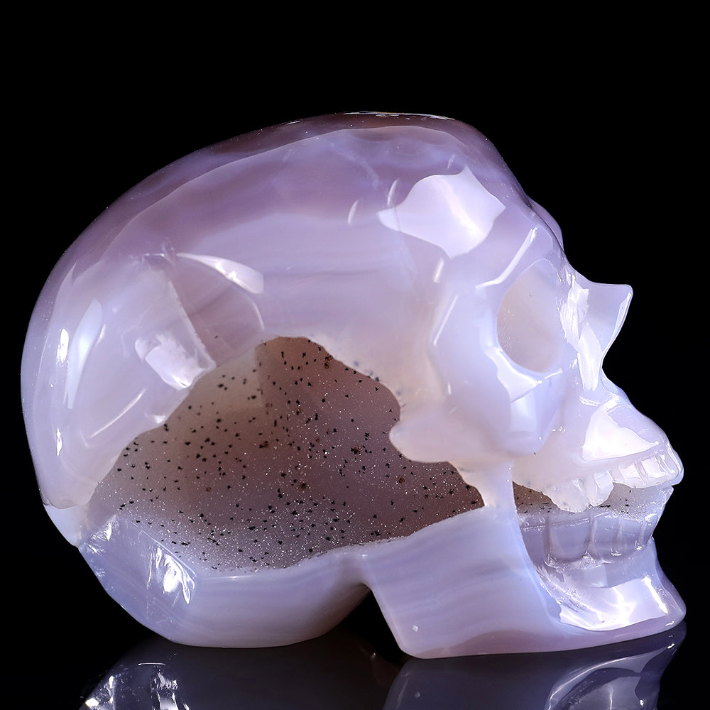 3.7" Geode Agate Human Skull Carving Sculpture piece 3100328 view 4