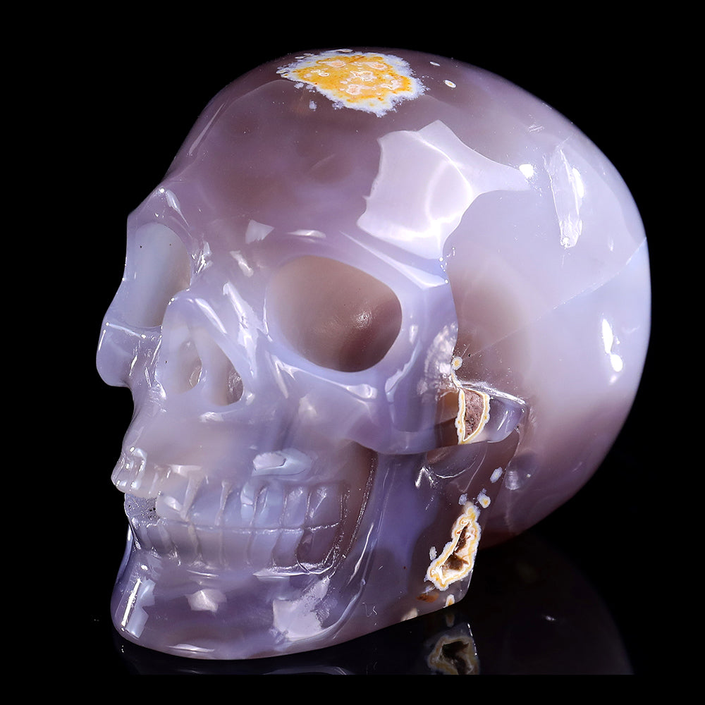 3.7" Geode Agate Human Skull Carving Sculpture piece 3100328 view 6