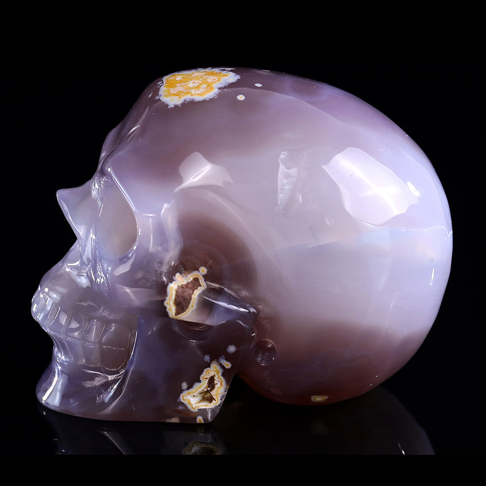 3.7" Geode Agate Human Skull Carving Sculpture piece 3100328 view 8