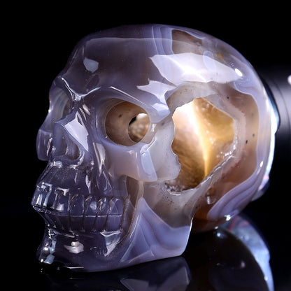 3.9" Geode Agate Human Skull Carving Sculpture piece 3100329 view 2