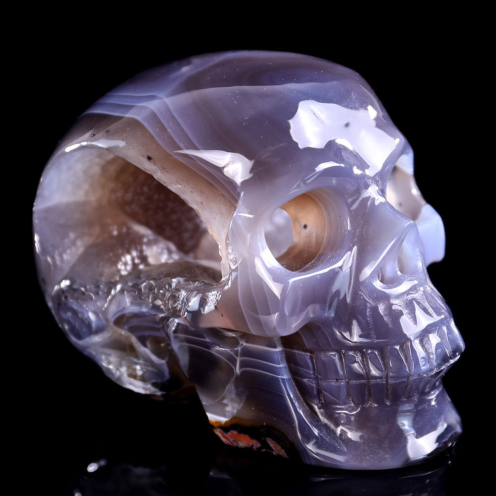 3.9" Geode Agate Human Skull Carving Sculpture piece 3100329 view 4