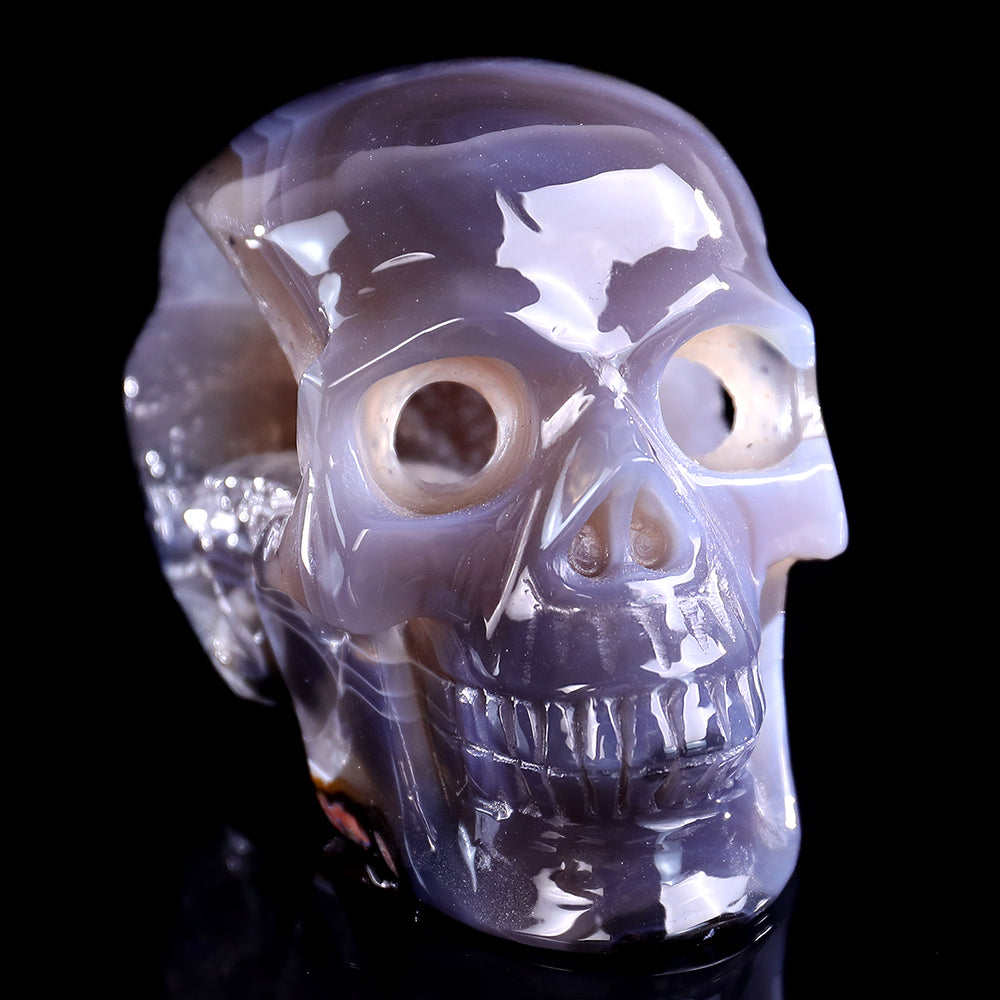 3.9" Geode Agate Human Skull Carving Sculpture piece 3100329 view 5