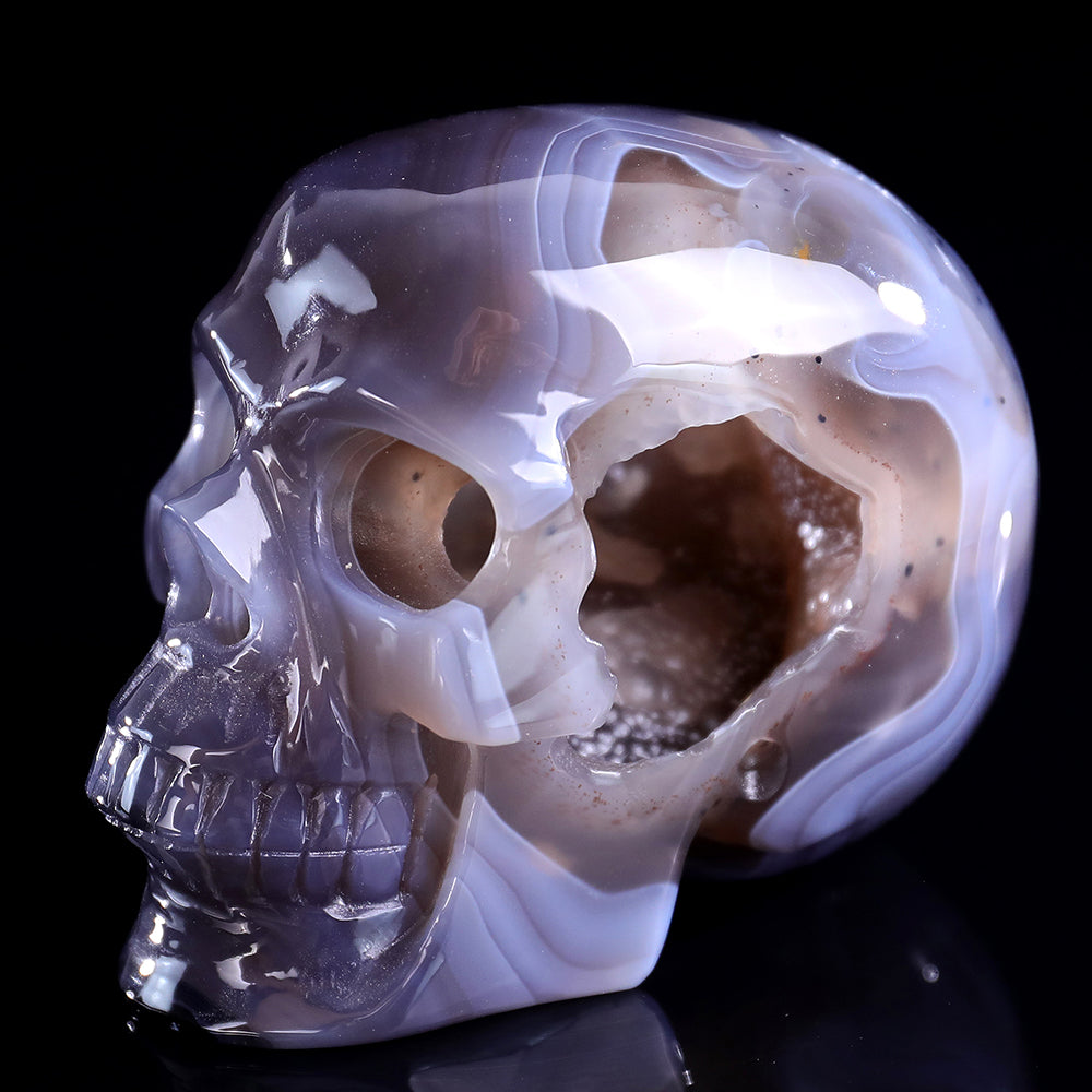 3.9" Geode Agate Human Skull Carving Sculpture piece 3100329 view 7