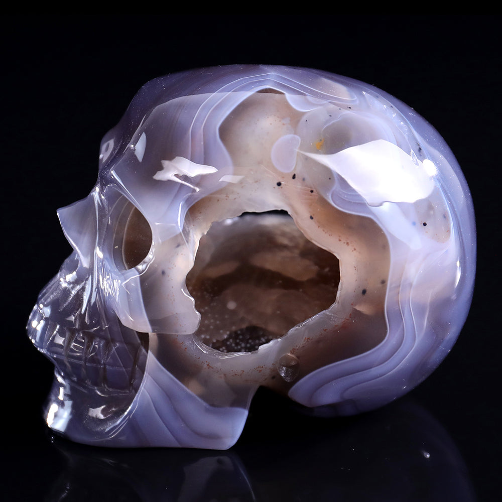 3.9" Geode Agate Human Skull Carving Sculpture piece 3100329 view 8