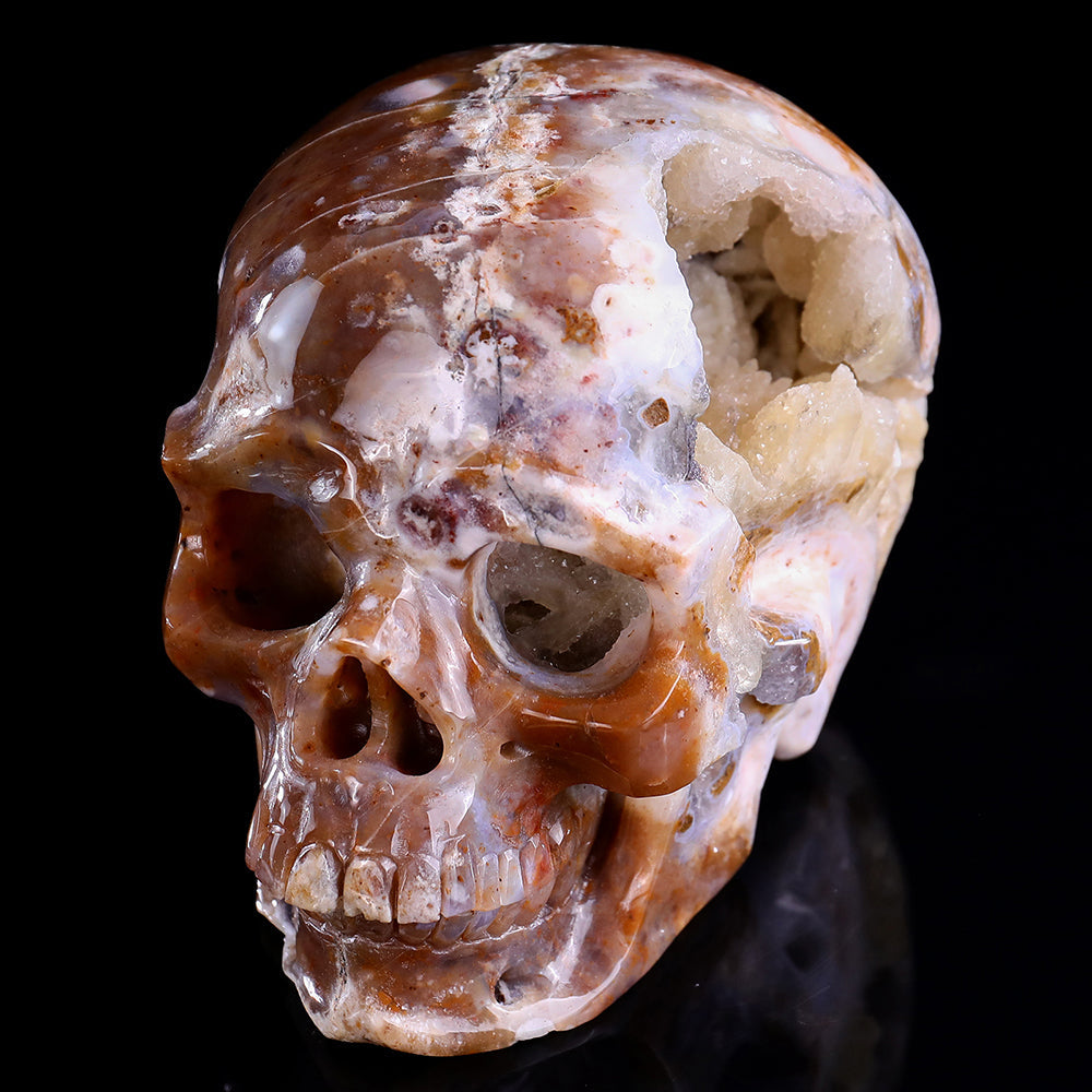 6.5" Yellow Chalcedony Human Skull Carving Sculpture piece 3100330 view 2