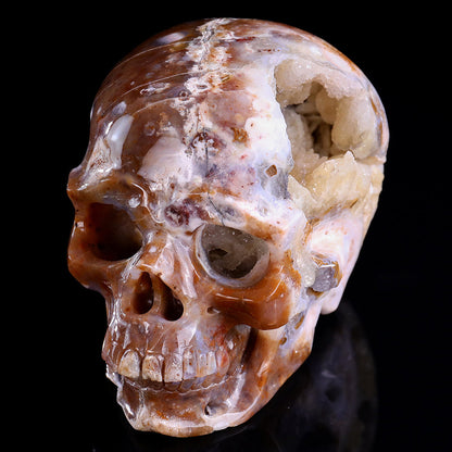 6.5" Yellow Chalcedony Human Skull Carving Sculpture piece 3100330 view 2