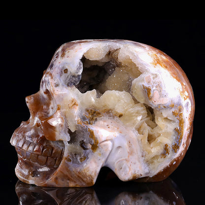 6.5" Yellow Chalcedony Human Skull Carving Sculpture piece 3100330 view 4