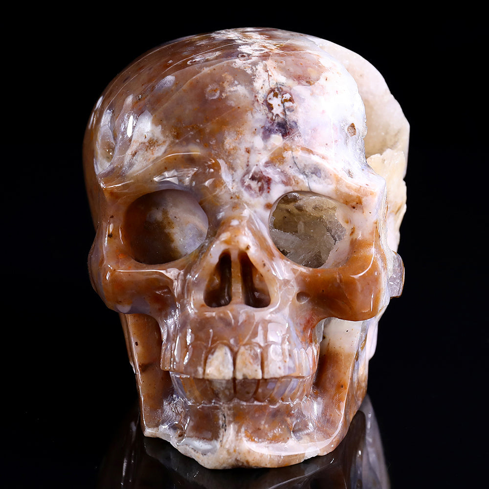 6.5" Yellow Chalcedony Human Skull Carving Sculpture piece 3100330 view 5