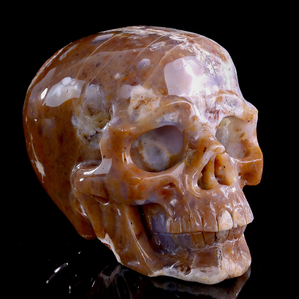 6.5" Yellow Chalcedony Human Skull Carving Sculpture piece 3100330 view 6