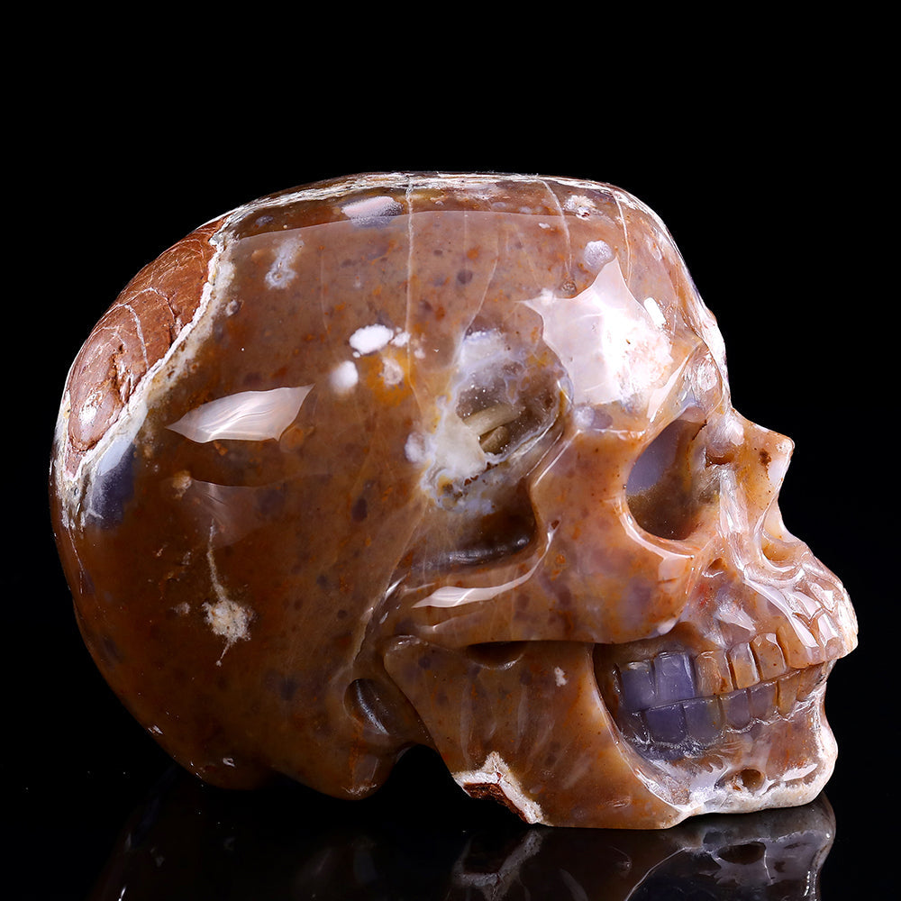 6.5" Yellow Chalcedony Human Skull Carving Sculpture piece 3100330 view 7