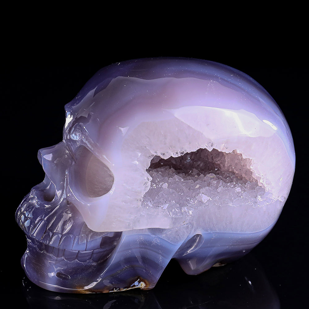 6.7" Geode Agate Human Skull Carving Sculpture piece 3100331 view 7