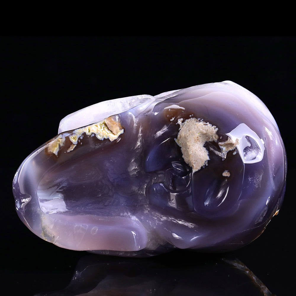 6.7" Geode Agate Human Skull Carving Sculpture piece 3100331 view 9