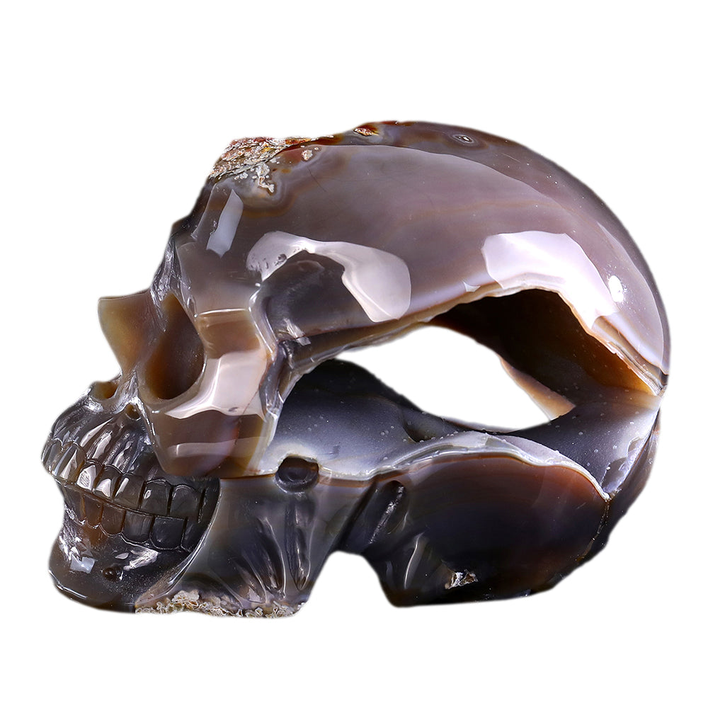 6.1" Carnelian Human Skull Carving Sculpture piece 3100332 hand carved natural gemstone sculpture by Nicedony